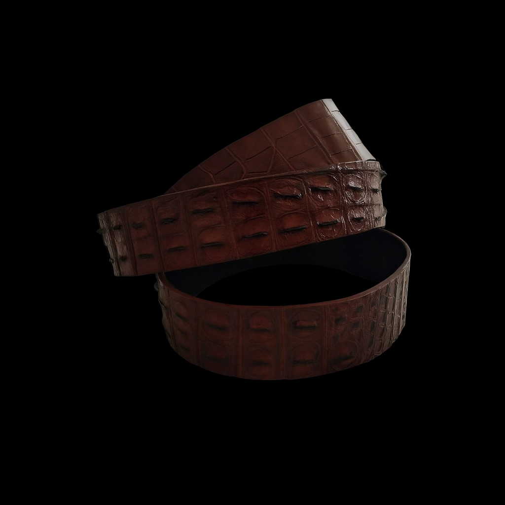 BROWN CROCODILE LEATHER BELT