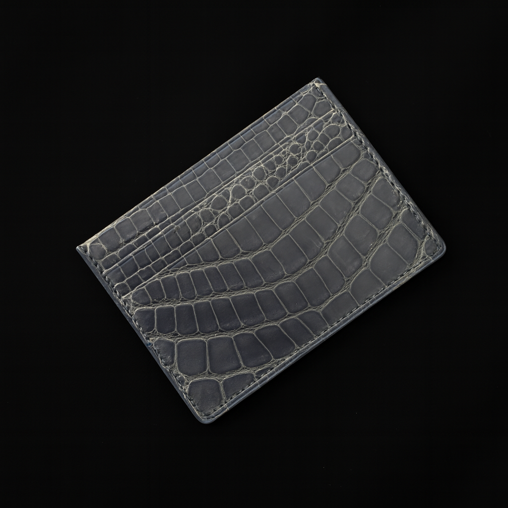 GREY CROCODILE LEATHER CARD HOLDER