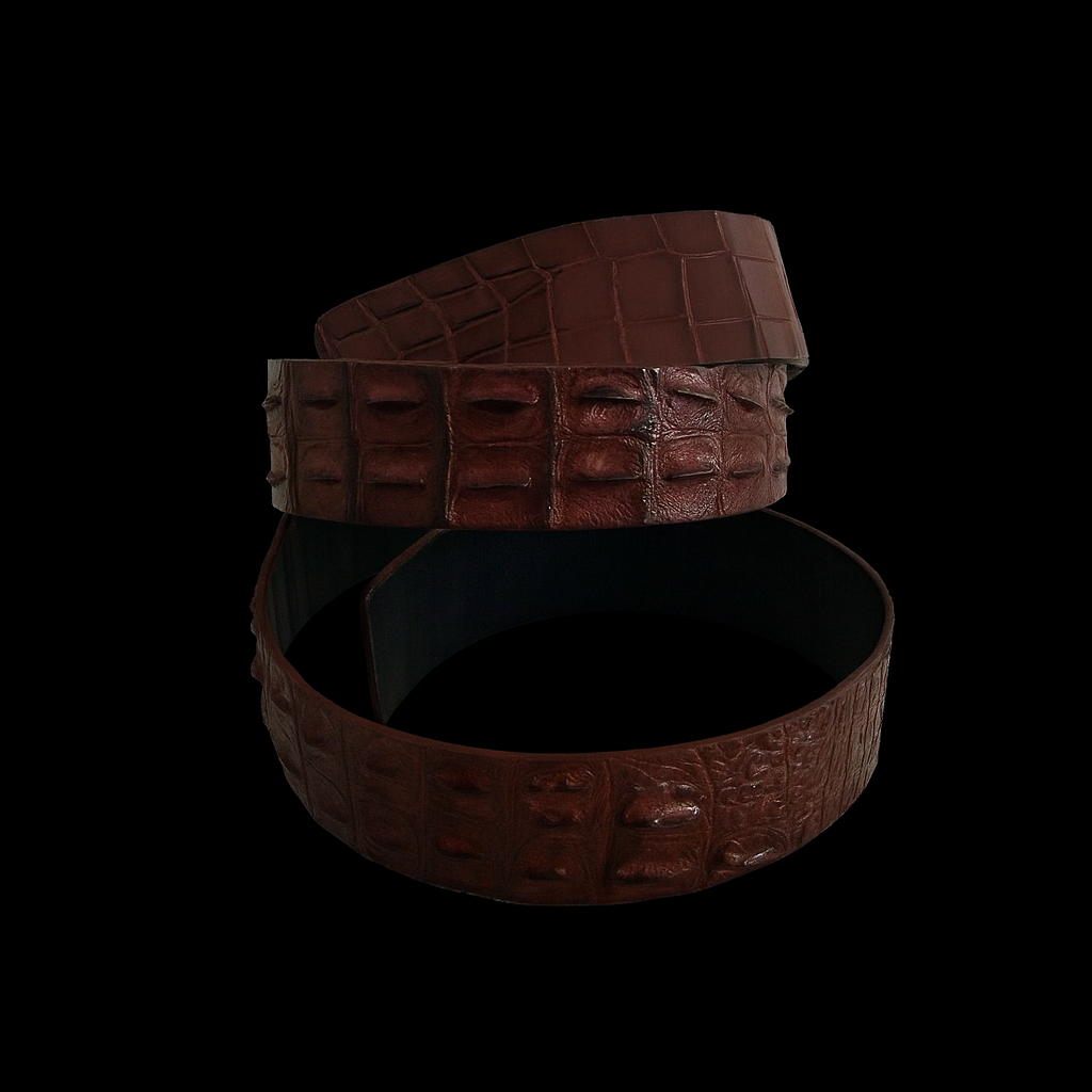 BROWN CROCODILE LEATHER BELT