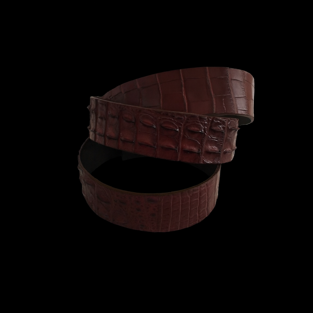 BROWN CROCODILE LEATHER BELT