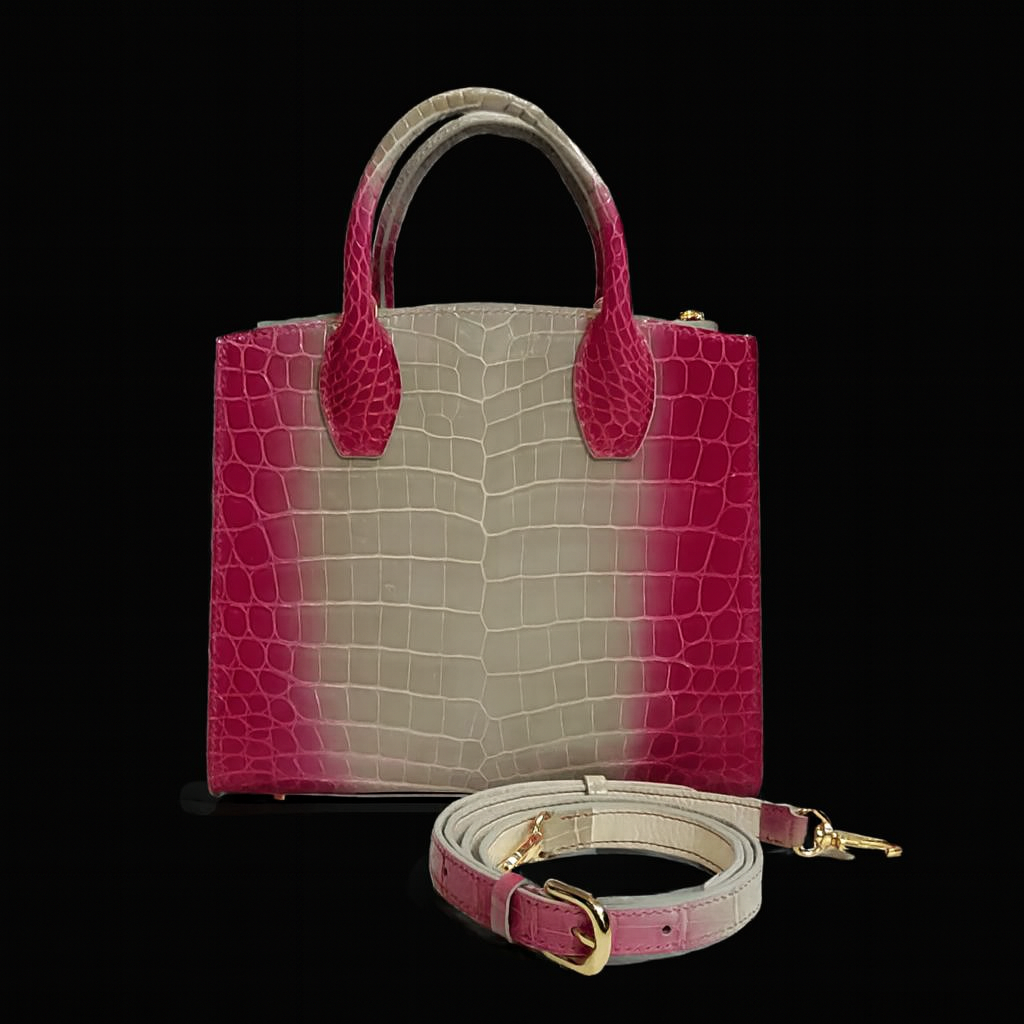 PINK HANDMADE GENUINE CROCODILE BAG