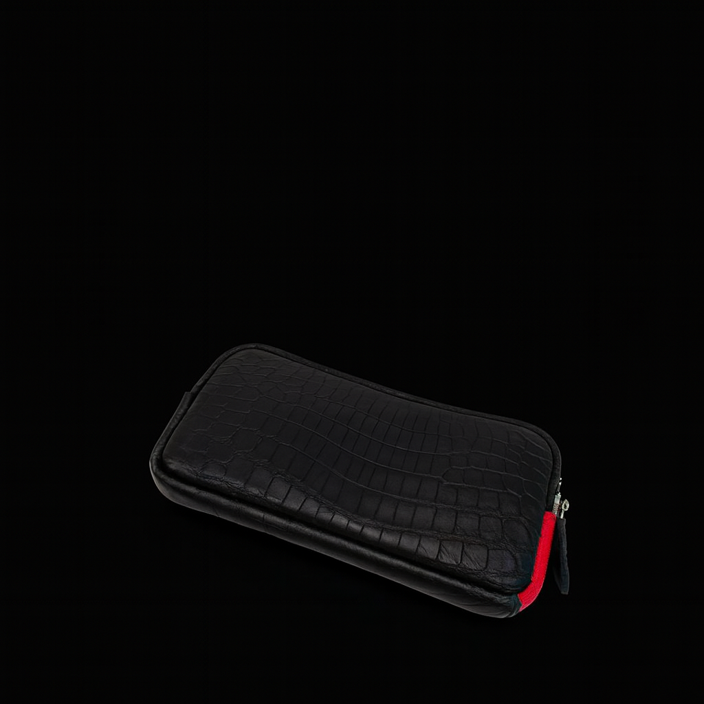 Black Crocodile leather long wallet