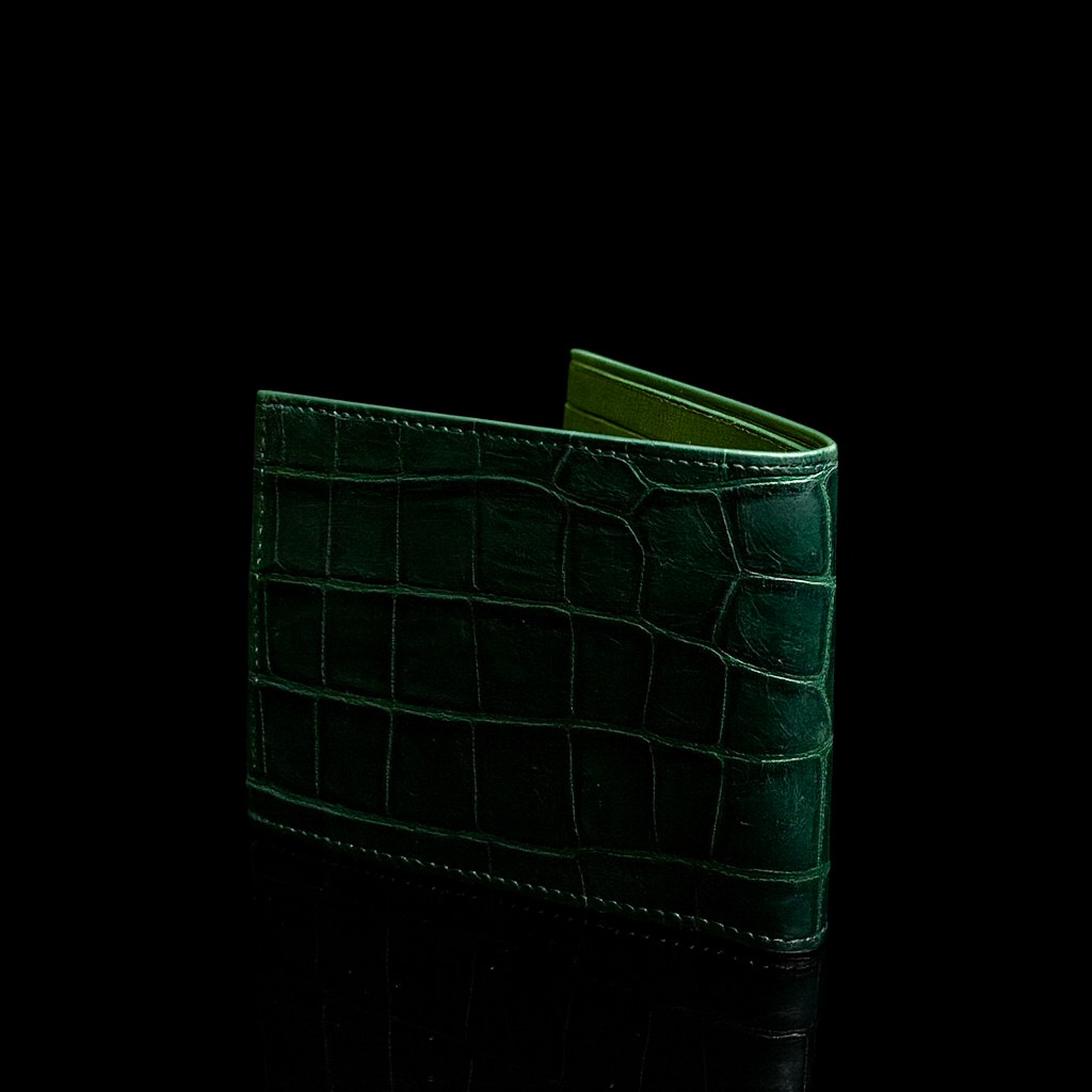 Green Crocodile leather wallet