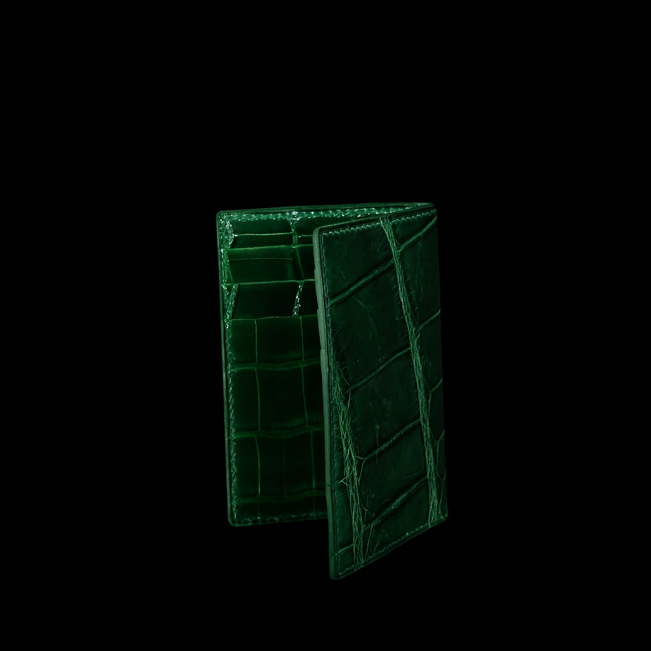 GREEN CROCODILE LEATHER CARD HOLDER
