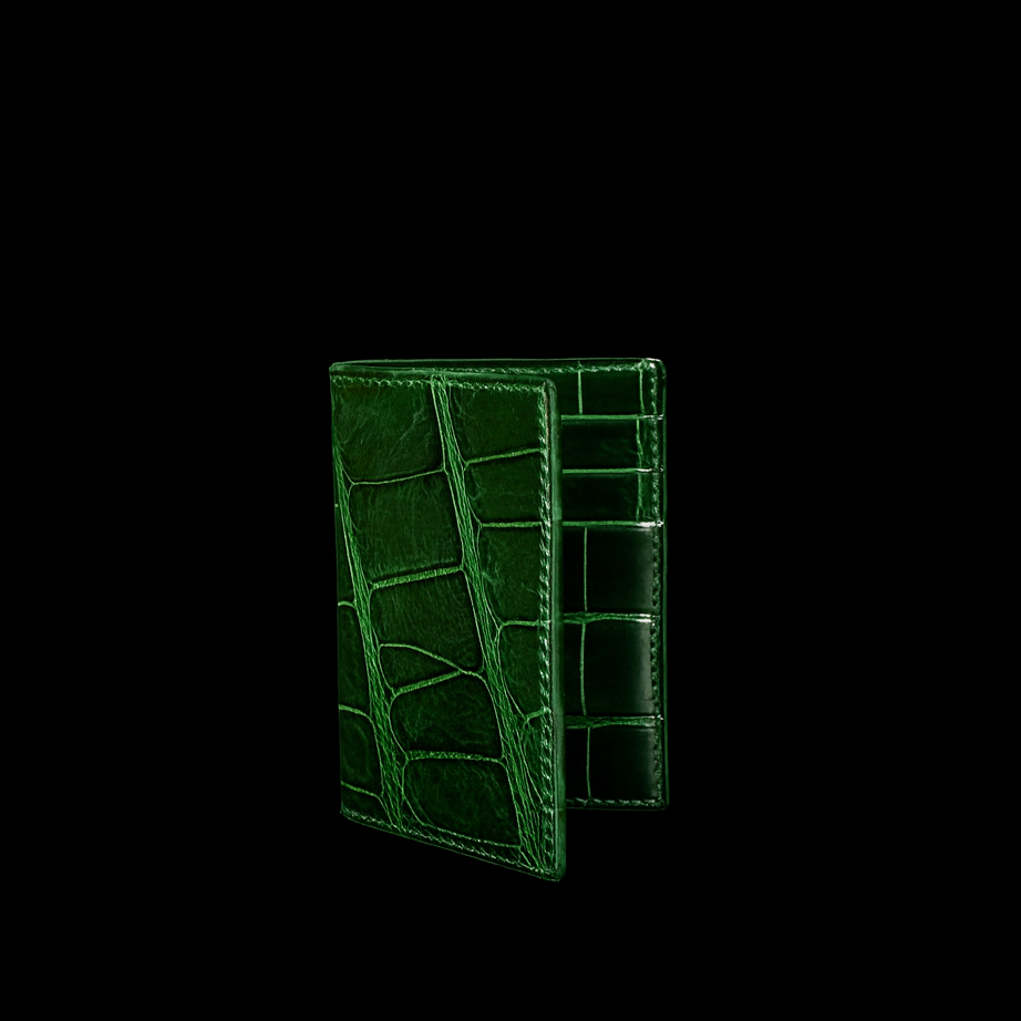 GREEN CROCODILE LEATHER CARD HOLDER