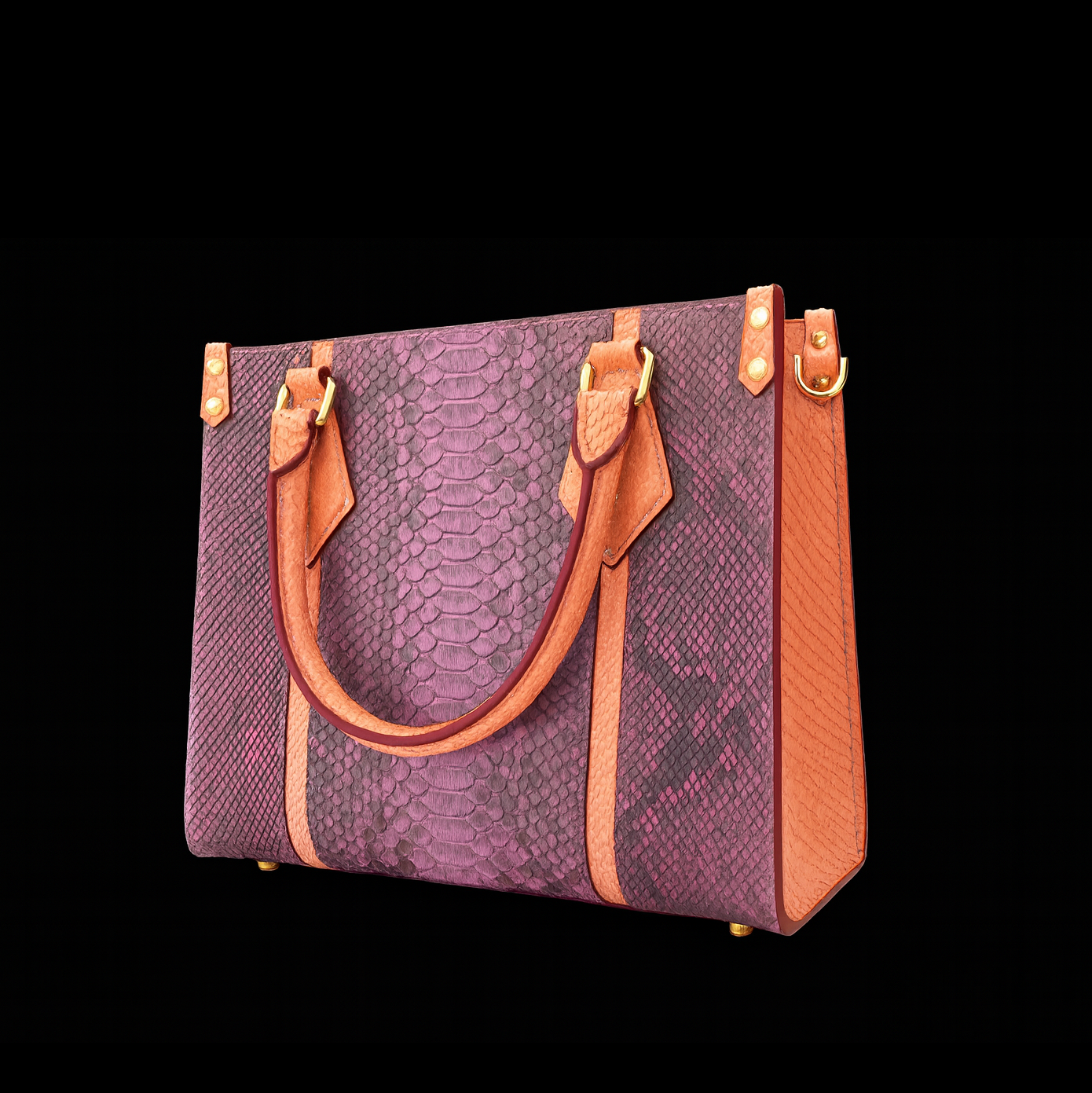 PURPLE PYTHON LEATHER TOTE BAG