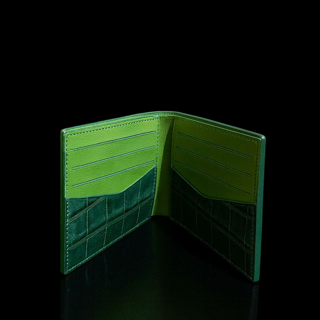 Green Crocodile leather wallet