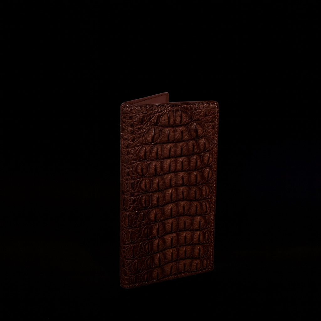 BROWN CROCODILE LEATHER LONG WALLET