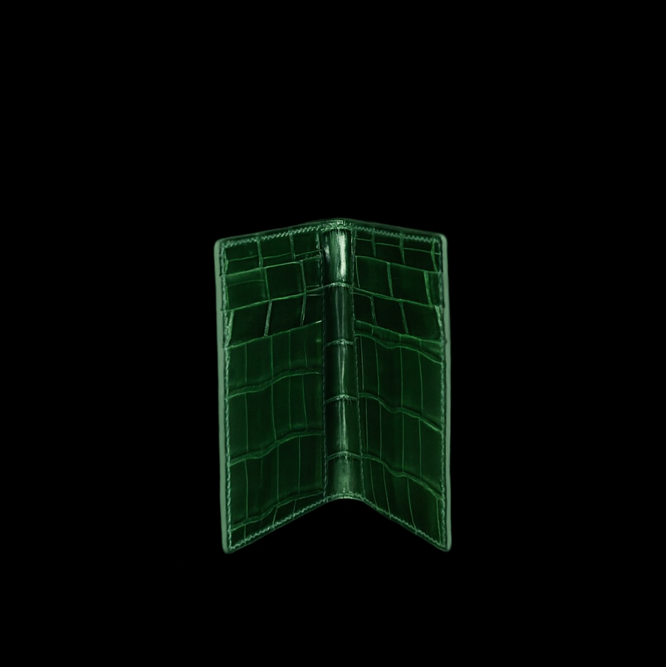 GREEN CROCODILE LEATHER CARD HOLDER