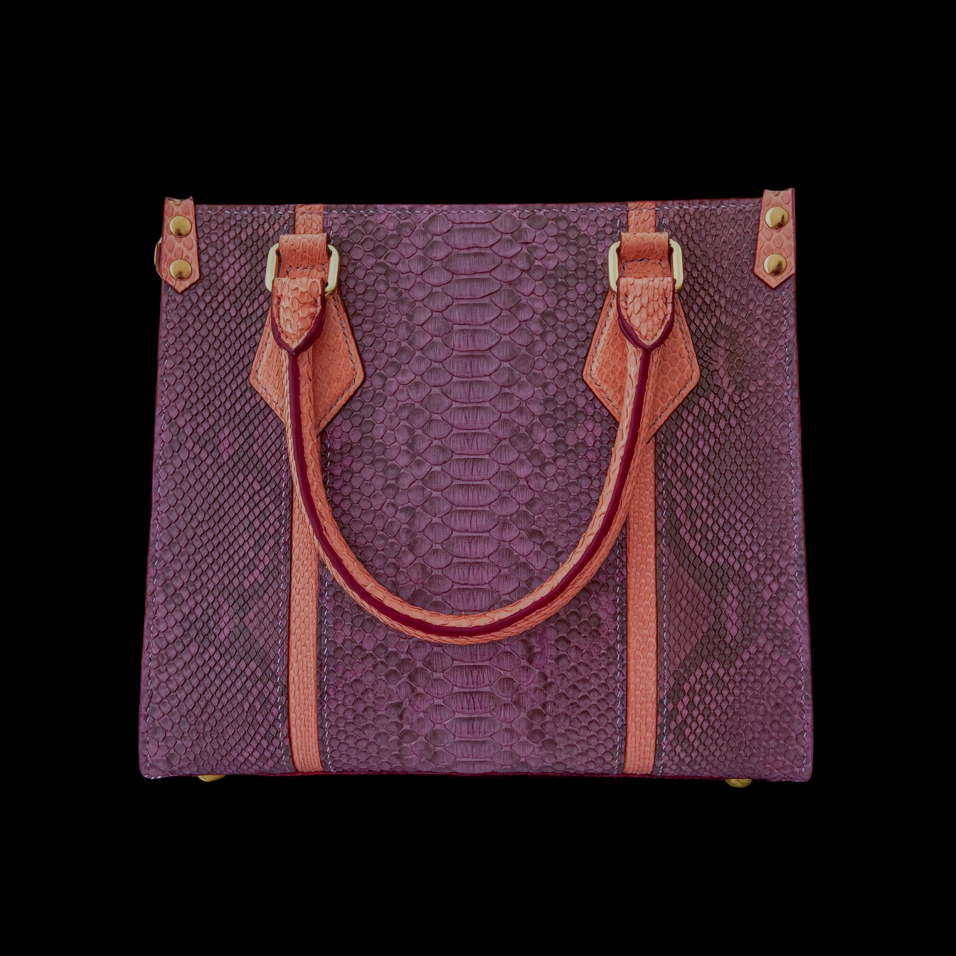 PURPLE PYTHON LEATHER TOTE BAG