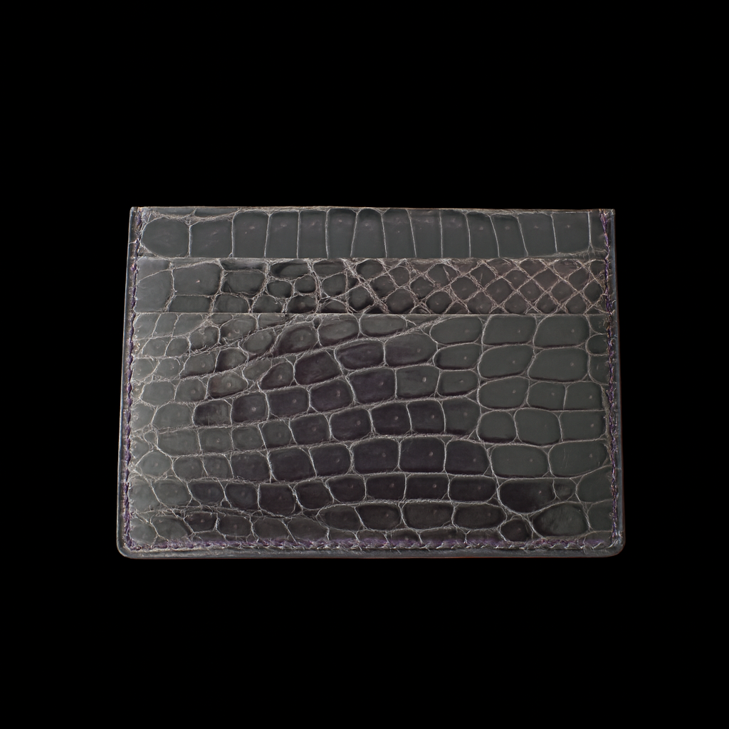 GREY CROCODILE LEATHER CARD HOLDER