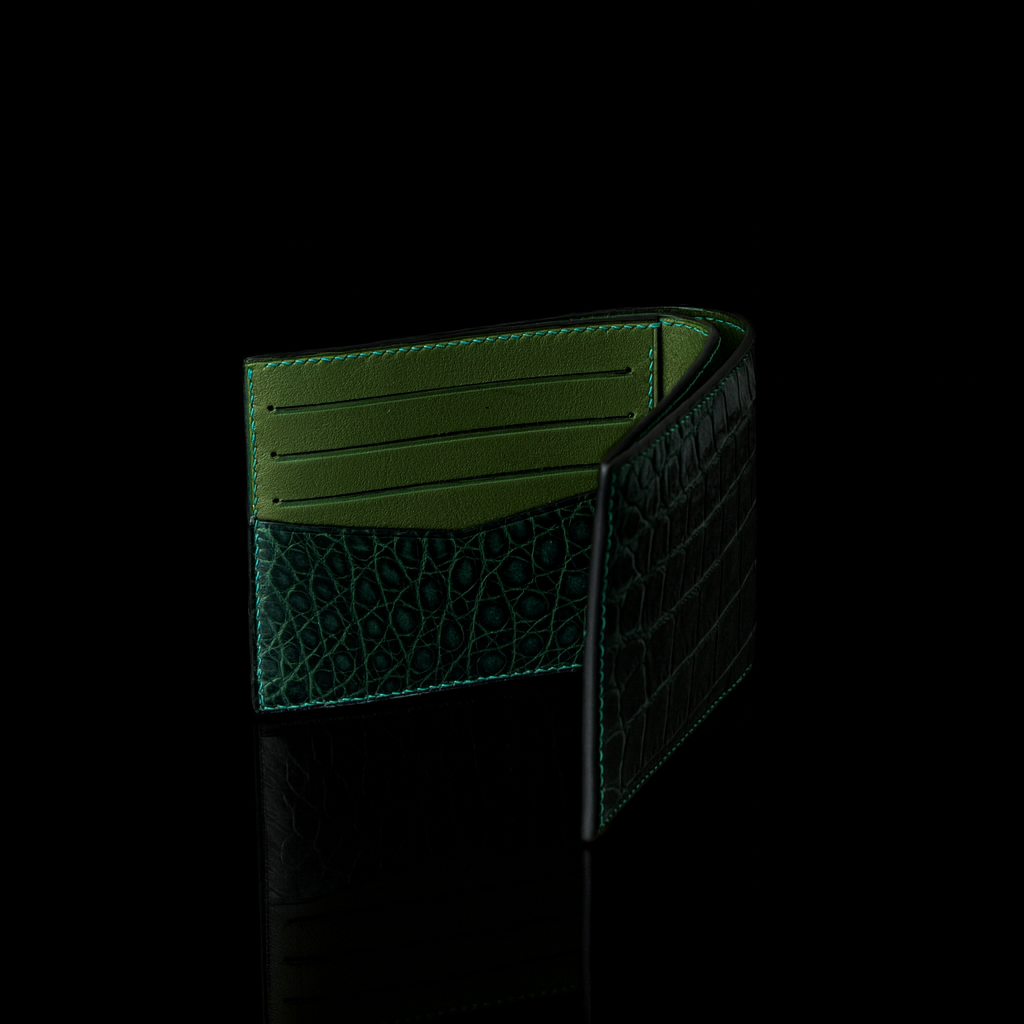 GREEN CROCODILE LEATHER WALLET