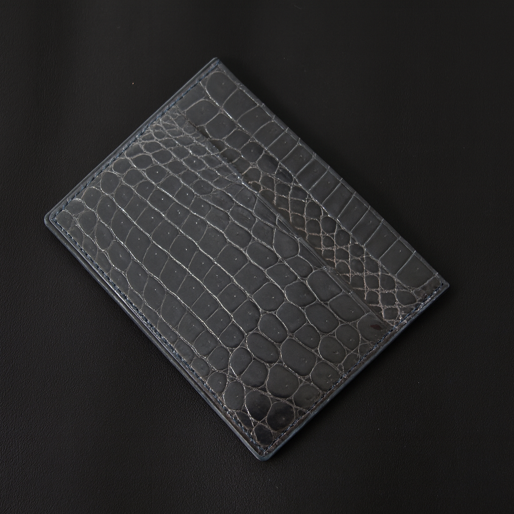 GREY CROCODILE LEATHER CARD HOLDER
