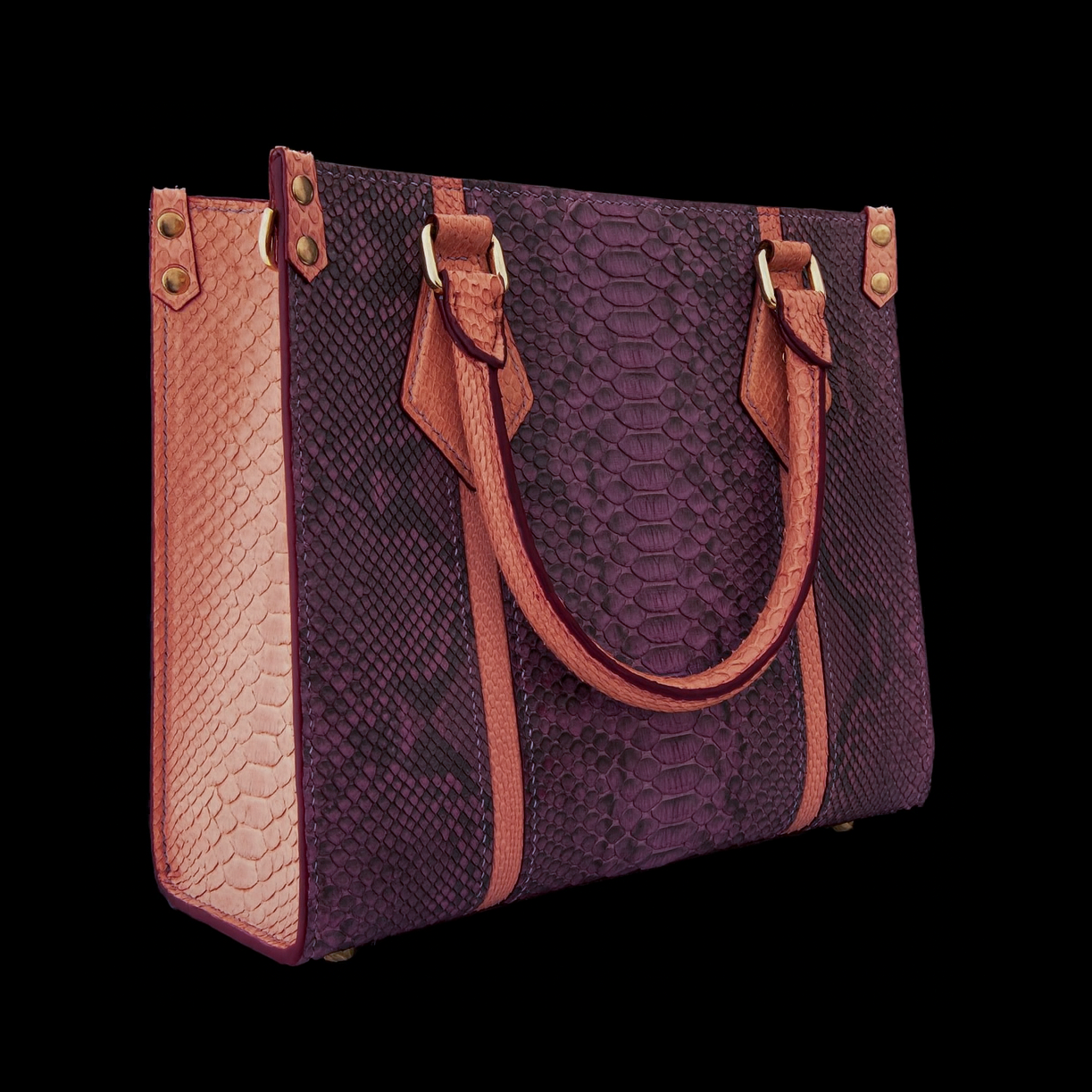 PURPLE PYTHON LEATHER TOTE BAG