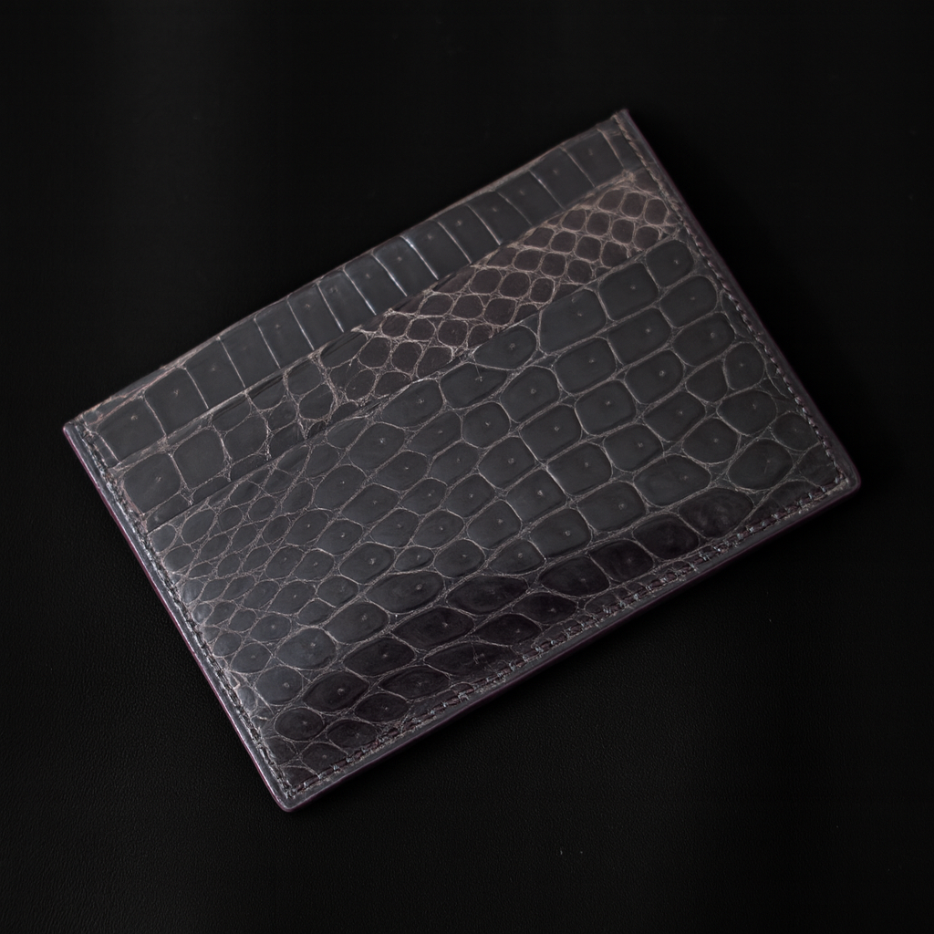 GREY CROCODILE LEATHER CARD HOLDER