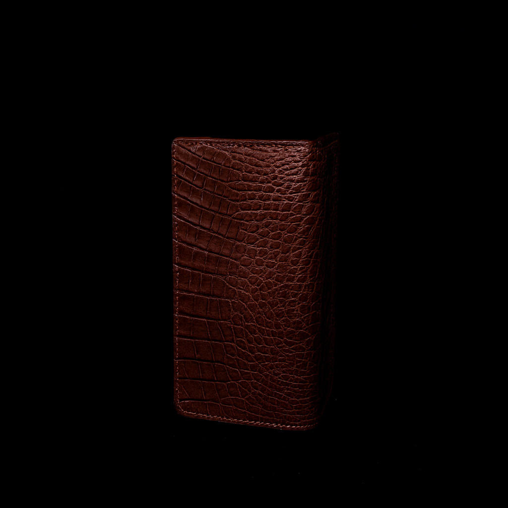 BROWN CROCODILE LEATHER LONG WALLET