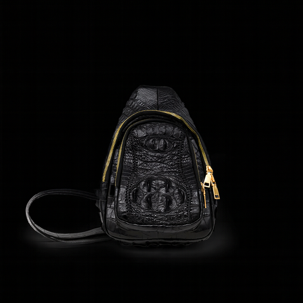 BLACK HANDMADE GENUINE CROCODILE BAG