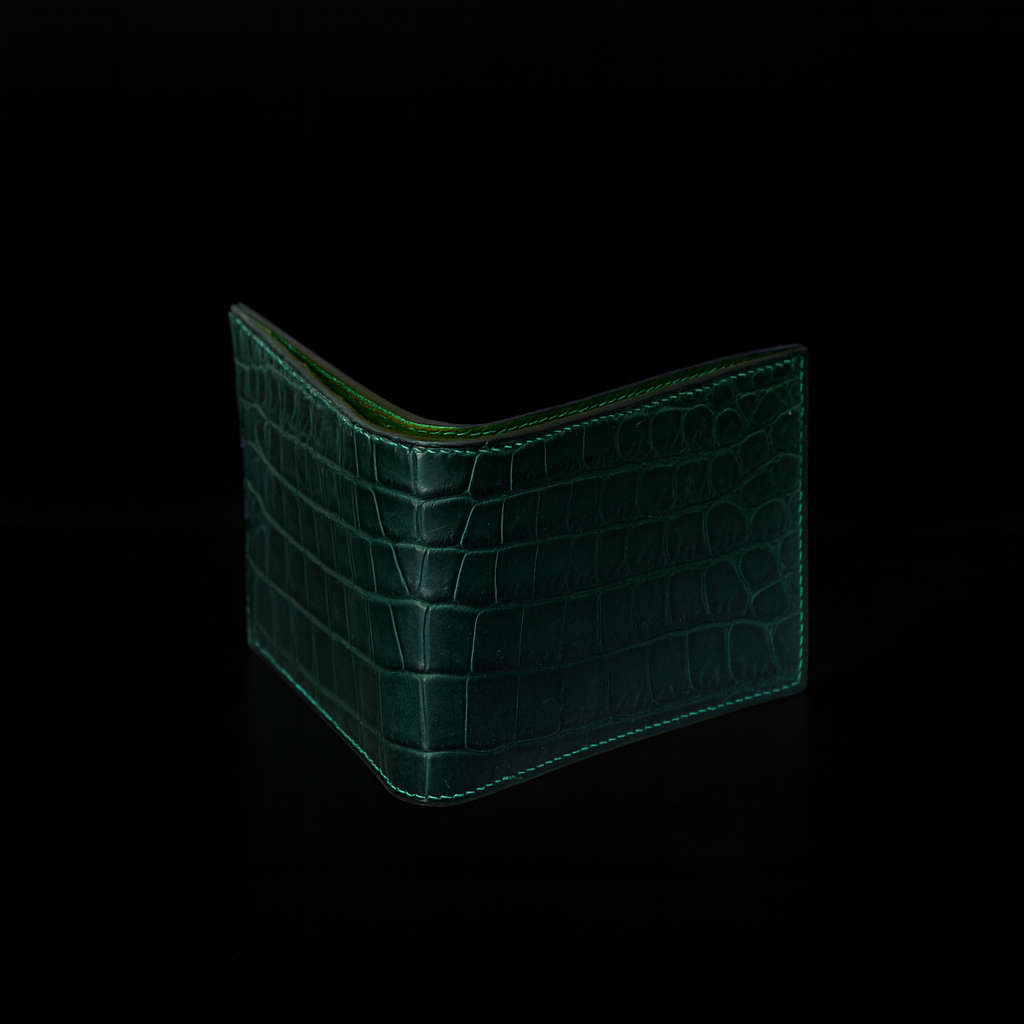 GREEN CROCODILE LEATHER WALLET