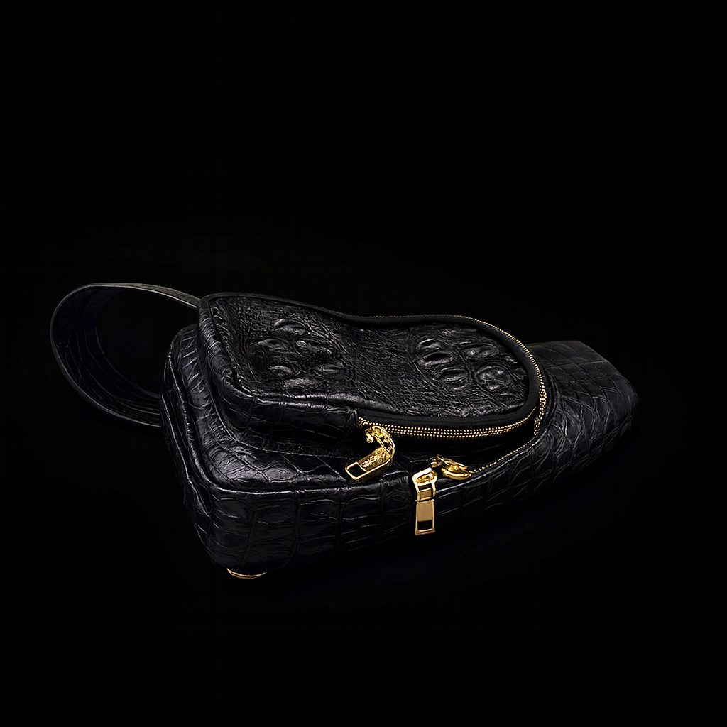 BLACK HANDMADE GENUINE CROCODILE BAG