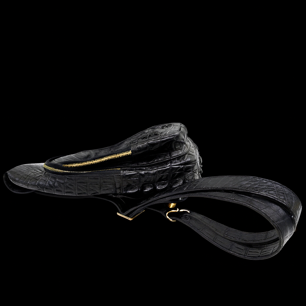 BLACK HANDMADE GENUINE CROCODILE BAG