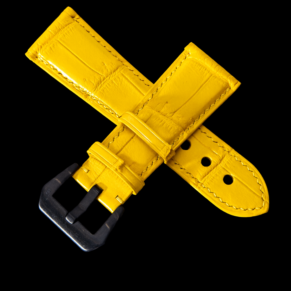 YELLOW CROCODILE BELLY LEATHER STRAP