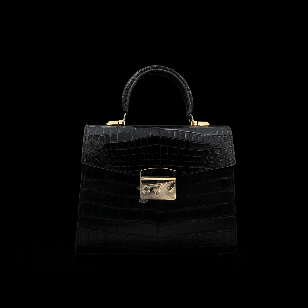 BLACK HANDMADE GENUINE CROCODILE BAG
