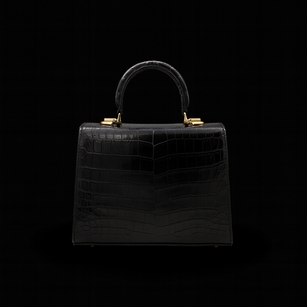 BLACK HANDMADE GENUINE CROCODILE BAG