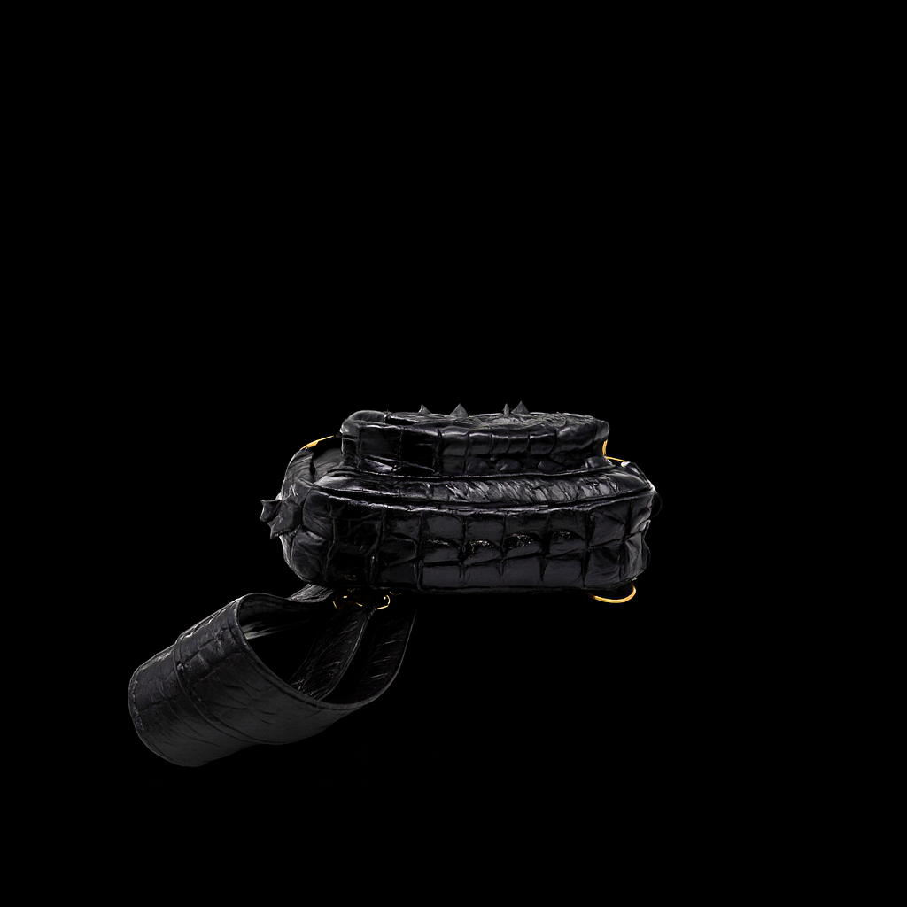 BLACK HANDMADE GENUINE CROCODILE BAG