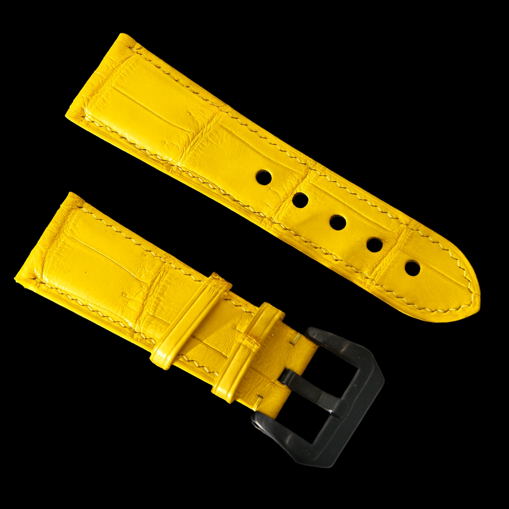 YELLOW CROCODILE BELLY LEATHER STRAP