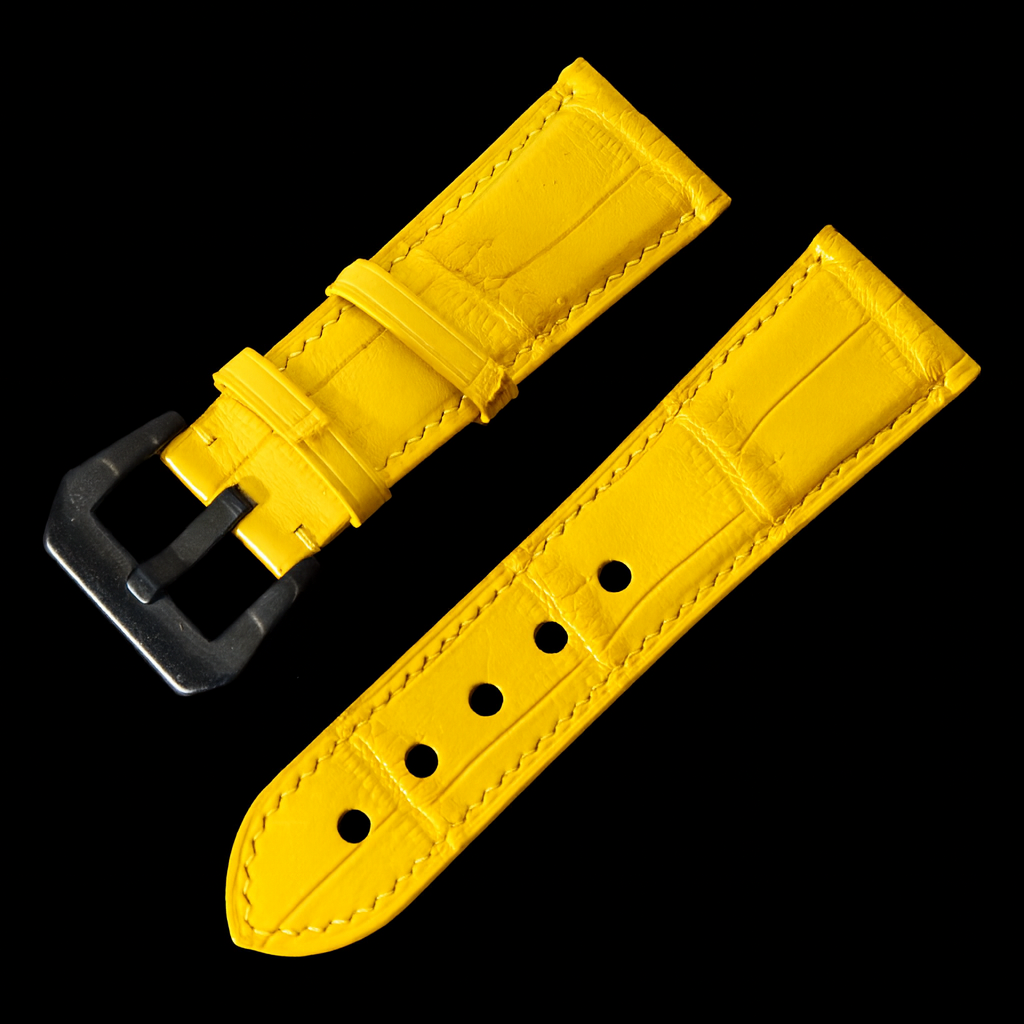 YELLOW CROCODILE BELLY LEATHER STRAP