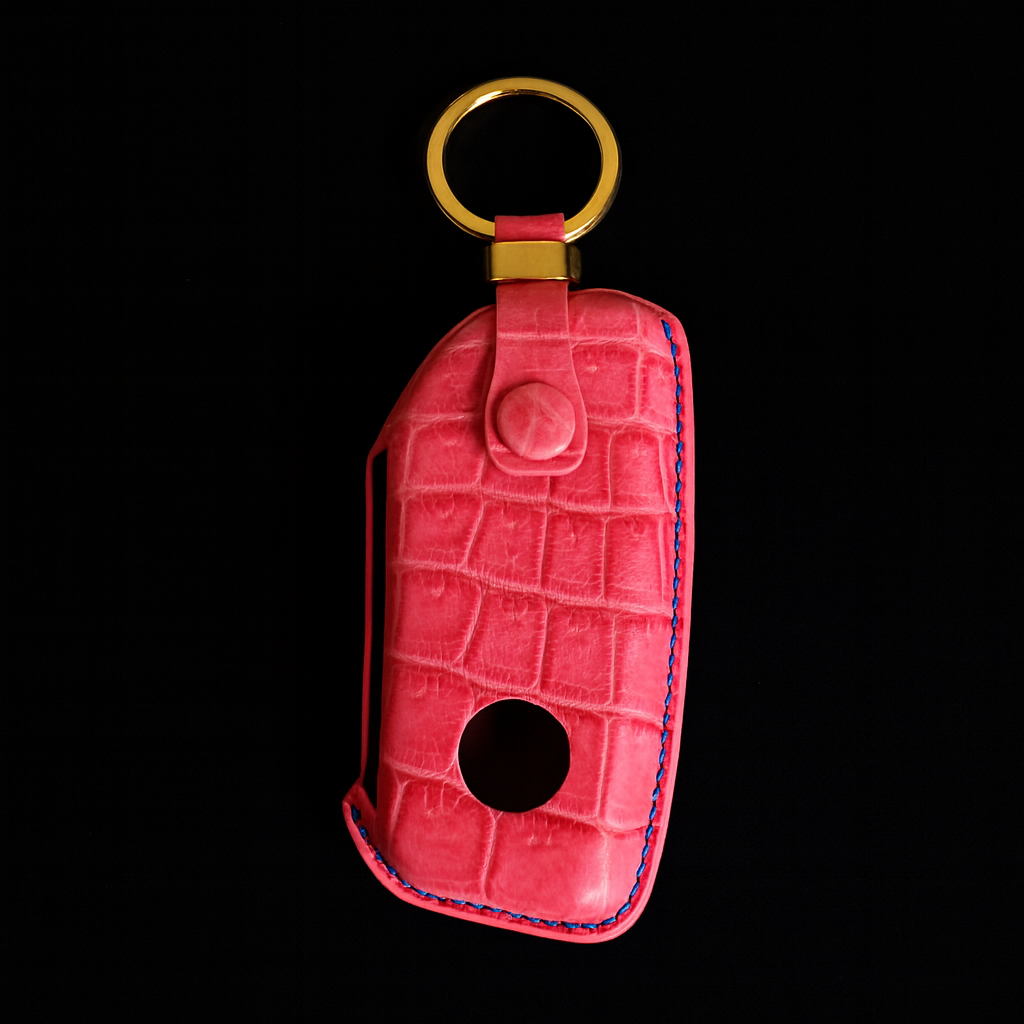 PINK HANDMADE LEATHER KEY CASE FOR BMW