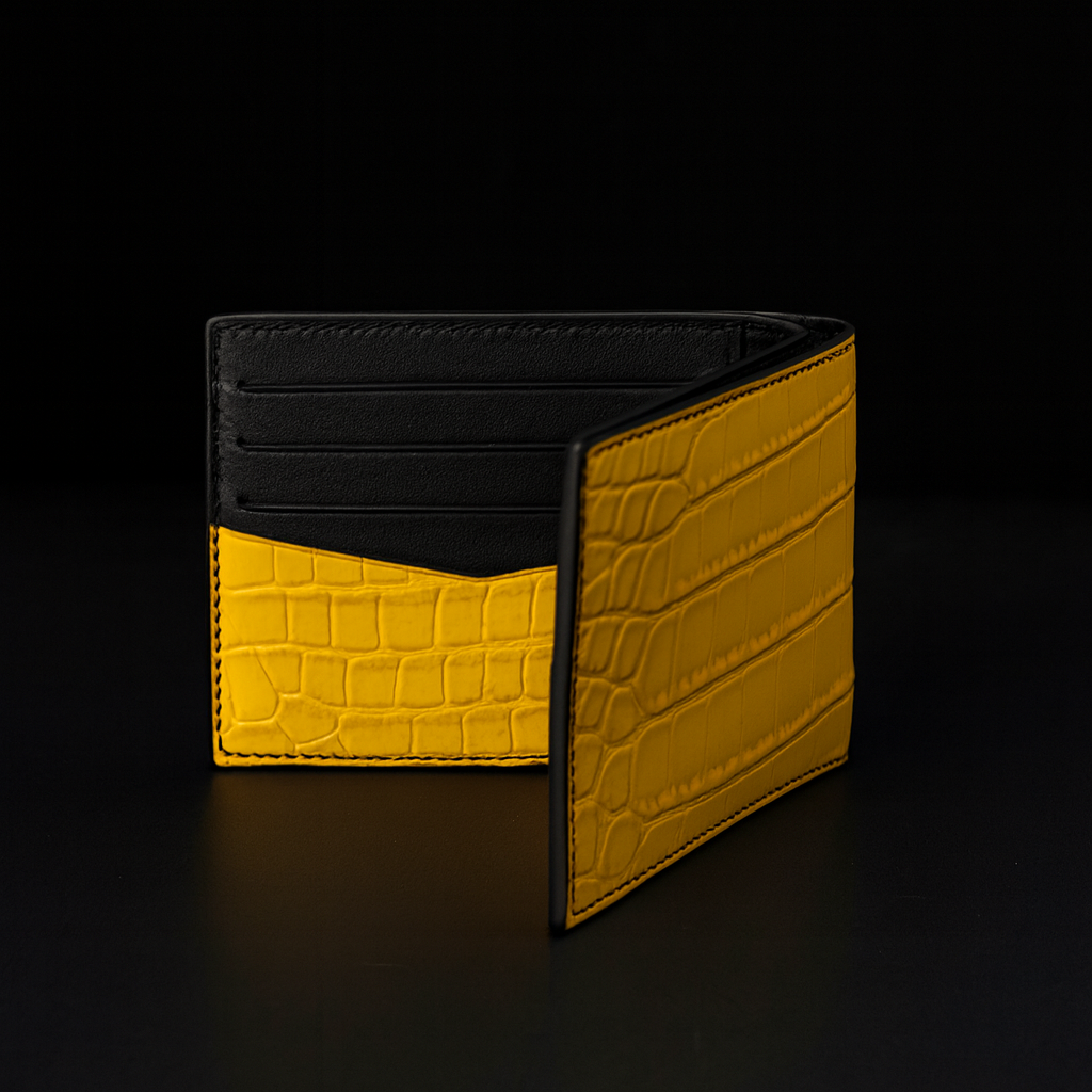 Yellow Crocodile leather wallet