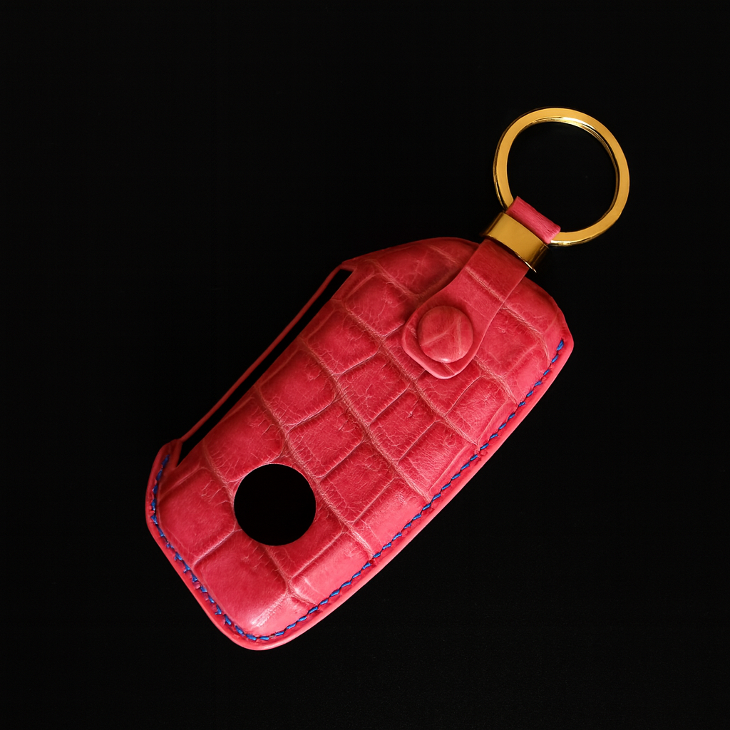 PINK HANDMADE LEATHER KEY CASE FOR BMW