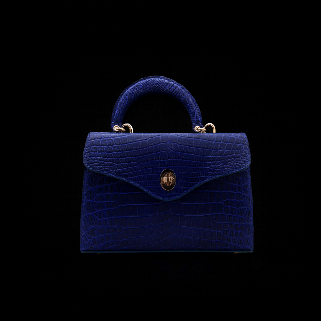 BLUE HANDMADE GENUINE CROCODILE BAG