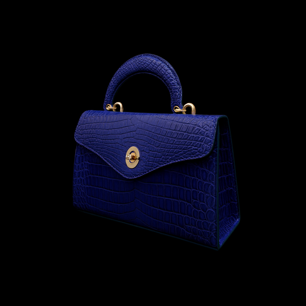 BLUE HANDMADE GENUINE CROCODILE BAG
