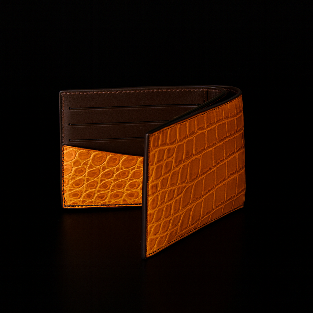 Orange Crocodile leather wallet