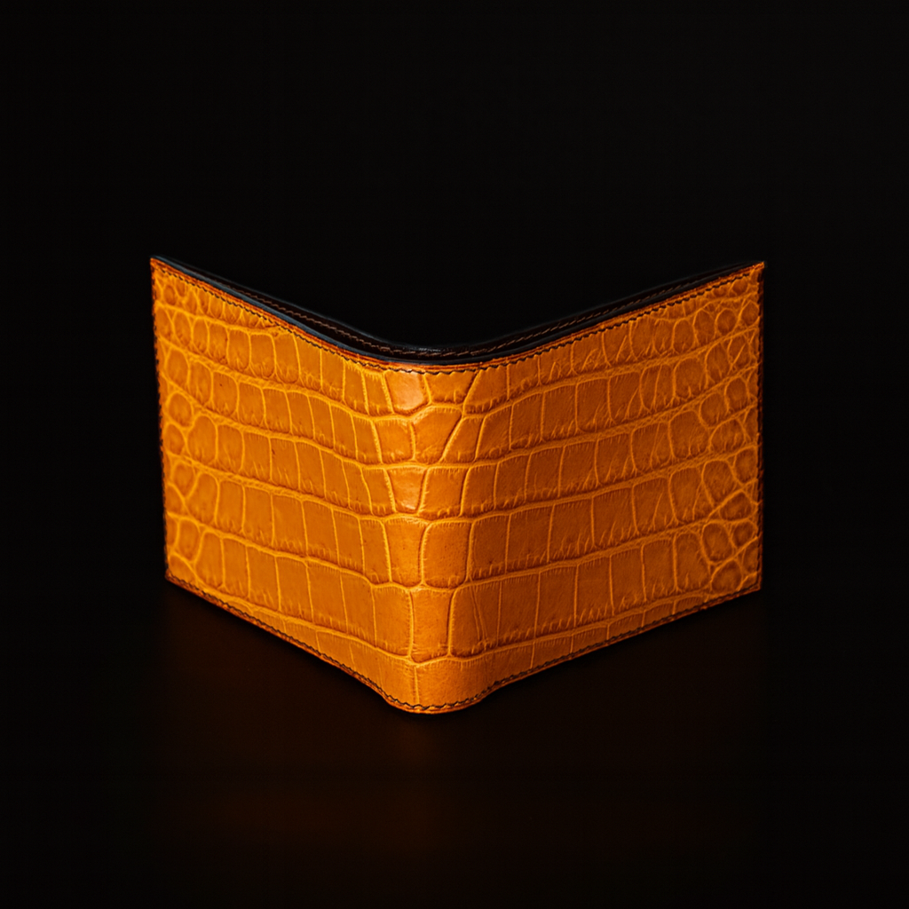Orange Crocodile leather wallet