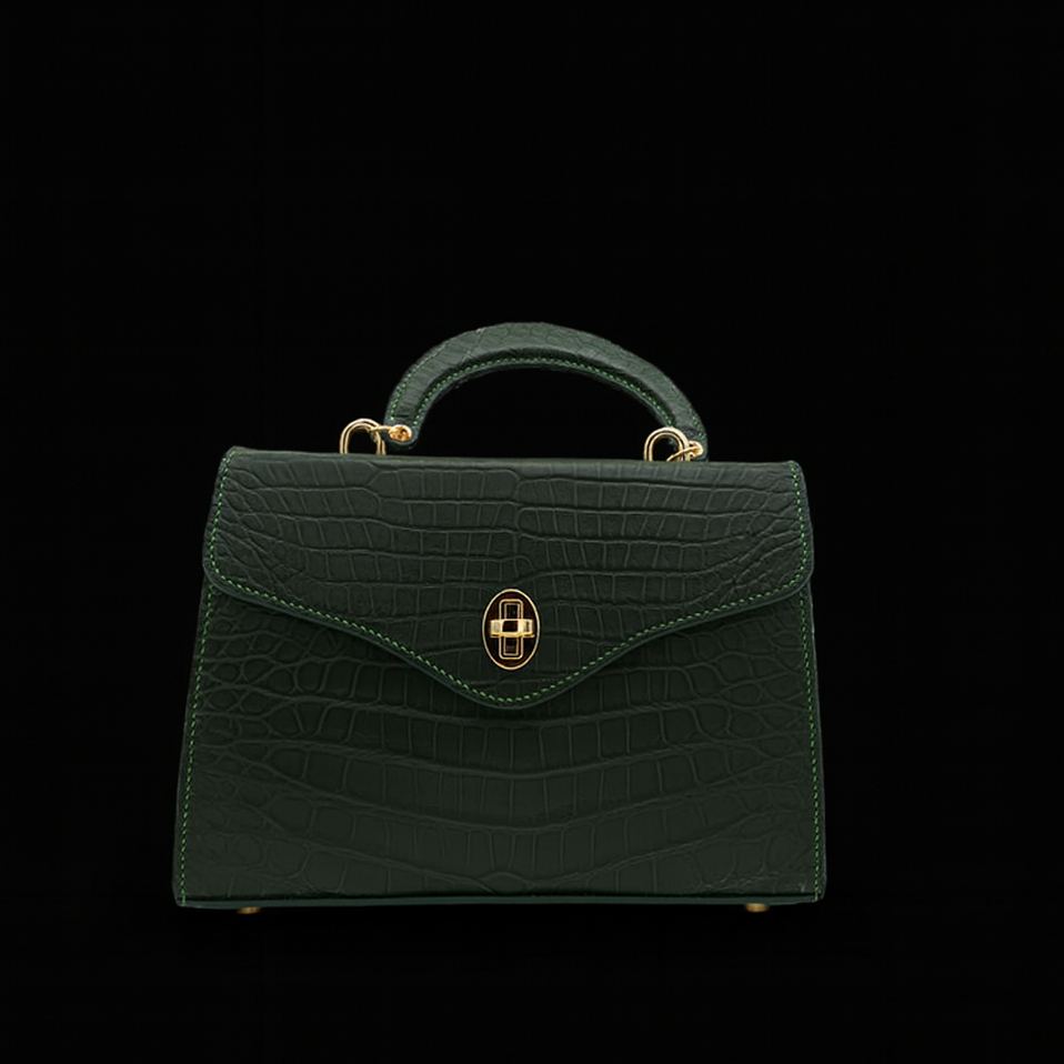 GREEN HANDMADE GENUINE CROCODILE BAG
