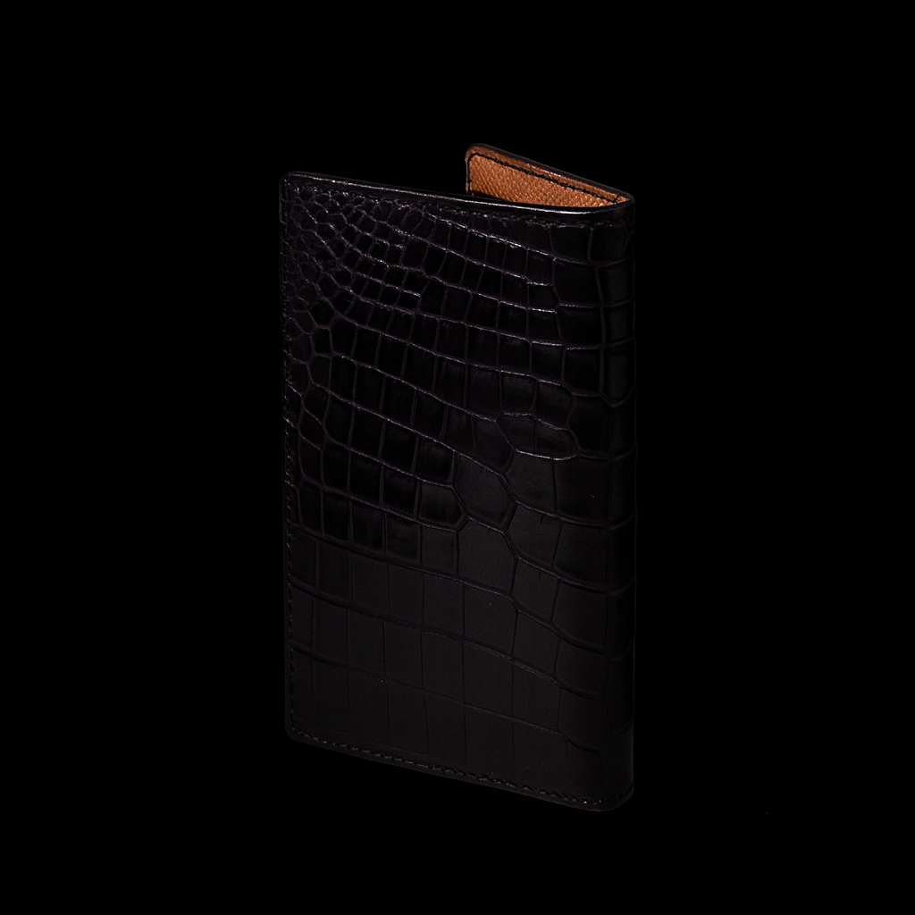 Black Crocodile leather long wallet