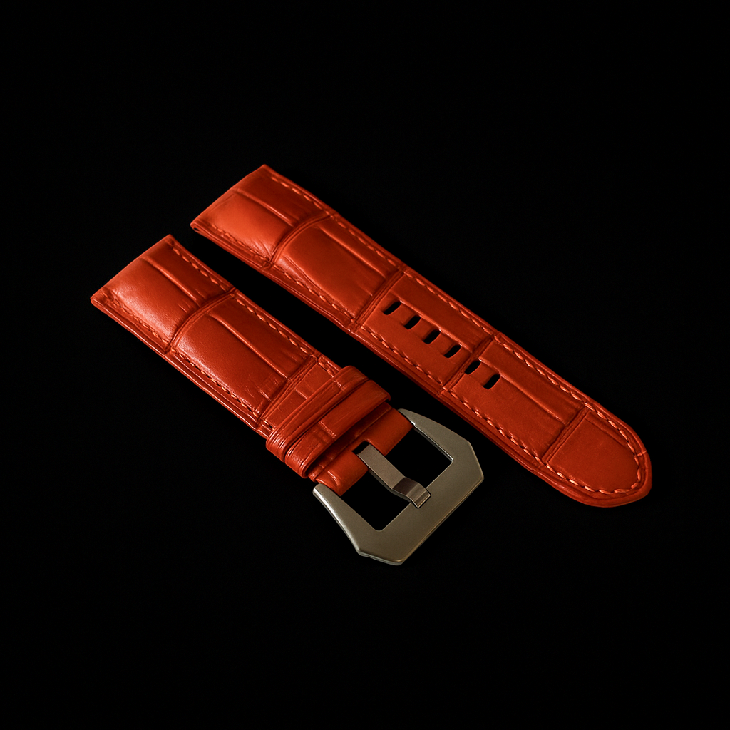 ORANGE CROCODILE BELLY LEATHER STRAP