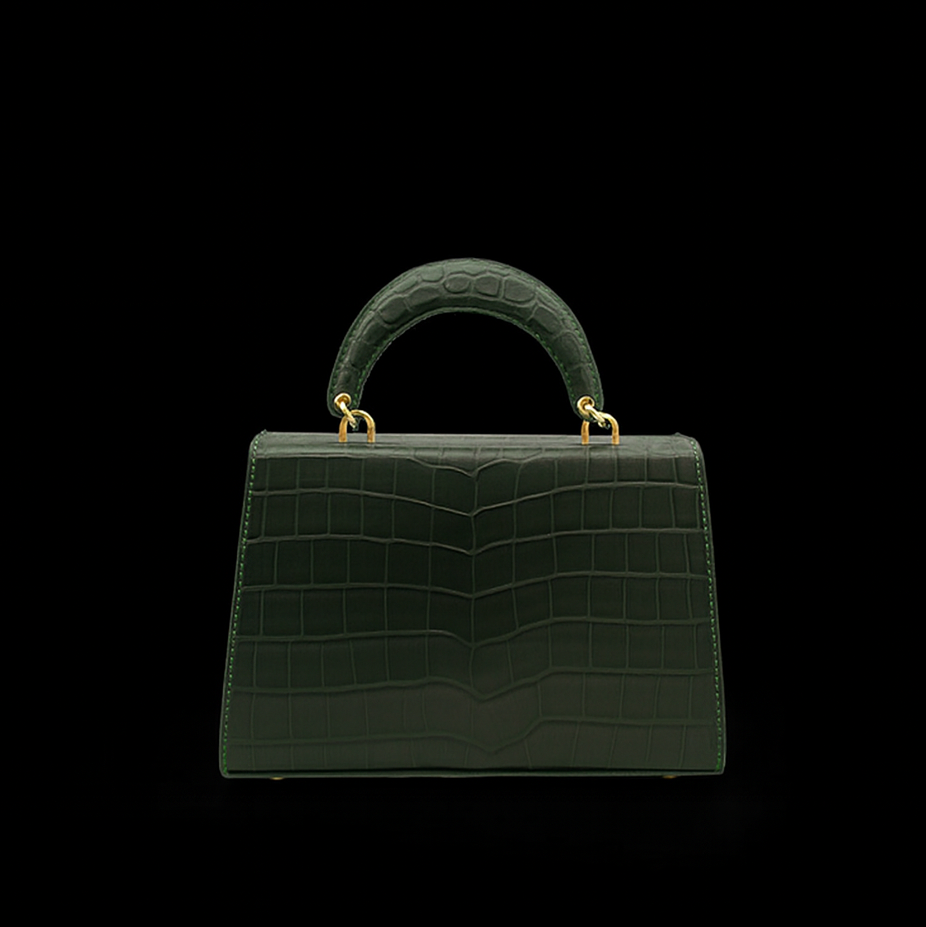 GREEN HANDMADE GENUINE CROCODILE BAG