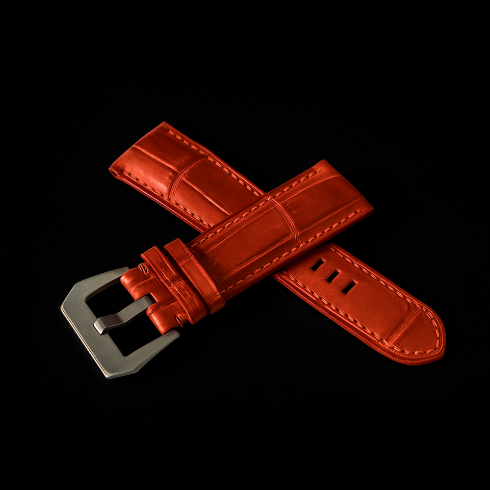 ORANGE CROCODILE BELLY LEATHER STRAP