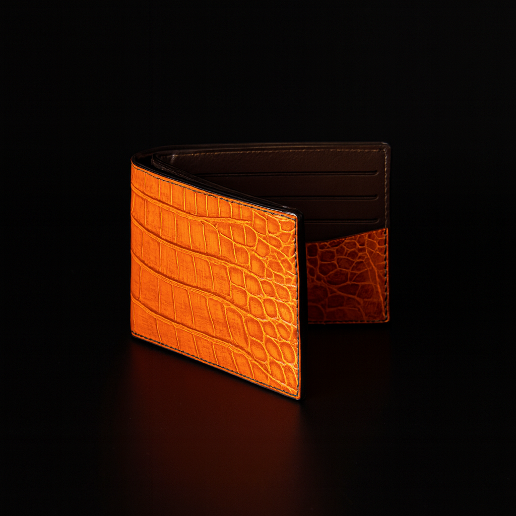 Orange Crocodile leather wallet