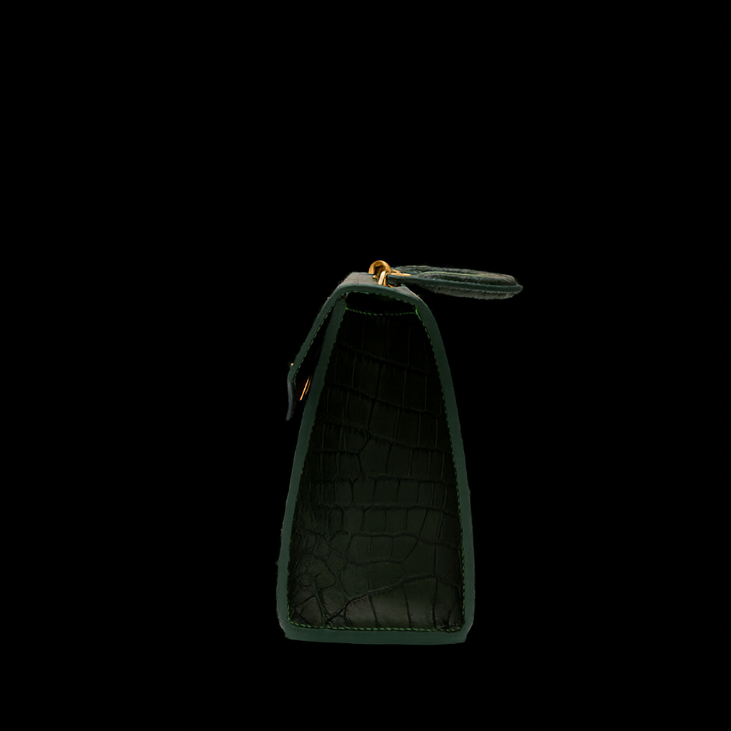 GREEN HANDMADE GENUINE CROCODILE BAG