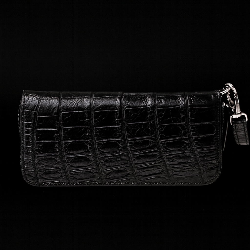 Black Crocodile leather long wallet
