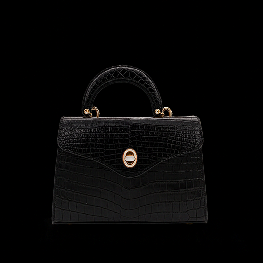 BLACK HANDMADE GENUINE CROCODILE BAG