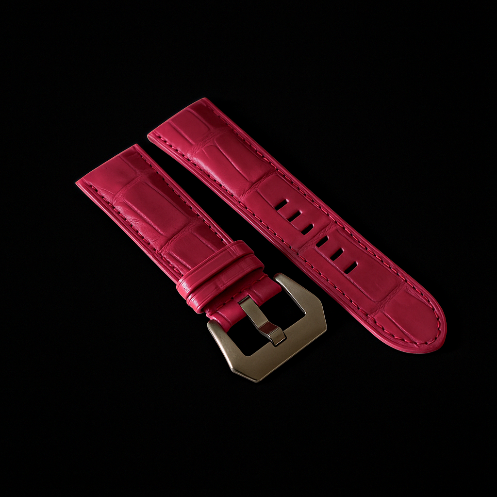 PINK CROCODILE BELLY LEATHER STRAP