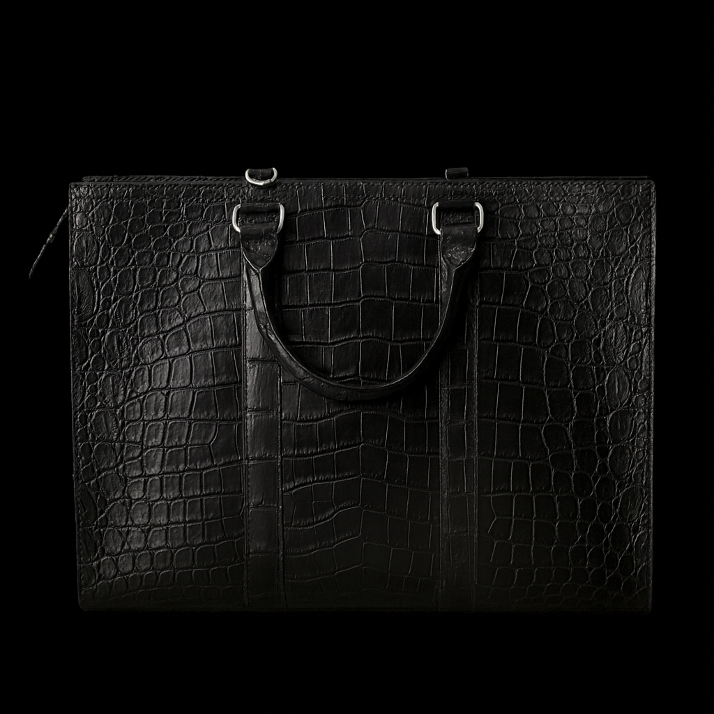 BLACK HANDMADE GENUINE CROCODILE BAG