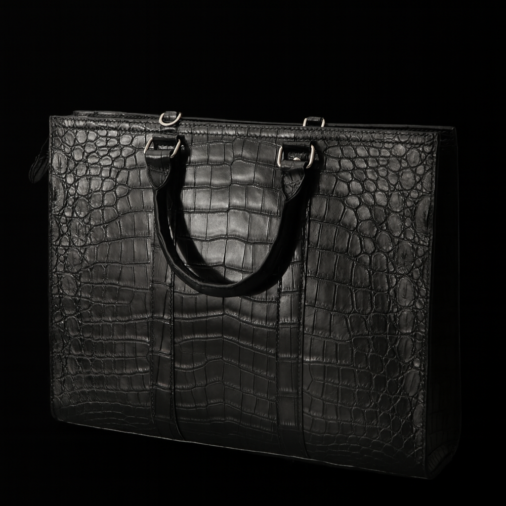 BLACK HANDMADE GENUINE CROCODILE BAG
