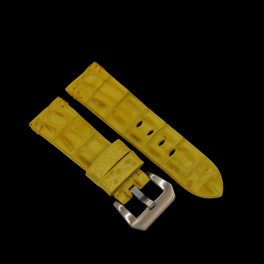YELLOW CROCODILE HORNBACK LEATHER STRAP
